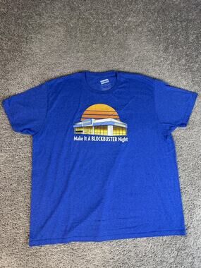 Blockbuster Shirt Mens 2XL Blue Blockbuster Store Graphic Crew Neck Cotton